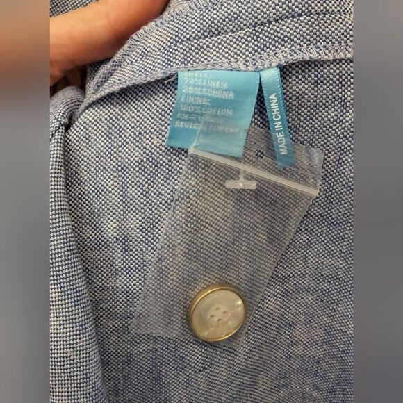 J.McLaughlin Leah Linen-Blend Midi chambray button front sleeveless Dress sz 14 - Picture 8 of 11